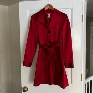 Ann Klein Satin Red Trench